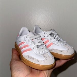 adidas Originals Samba OG Toddler Girls' White/Semi Spark Pink/Gum" Shoe